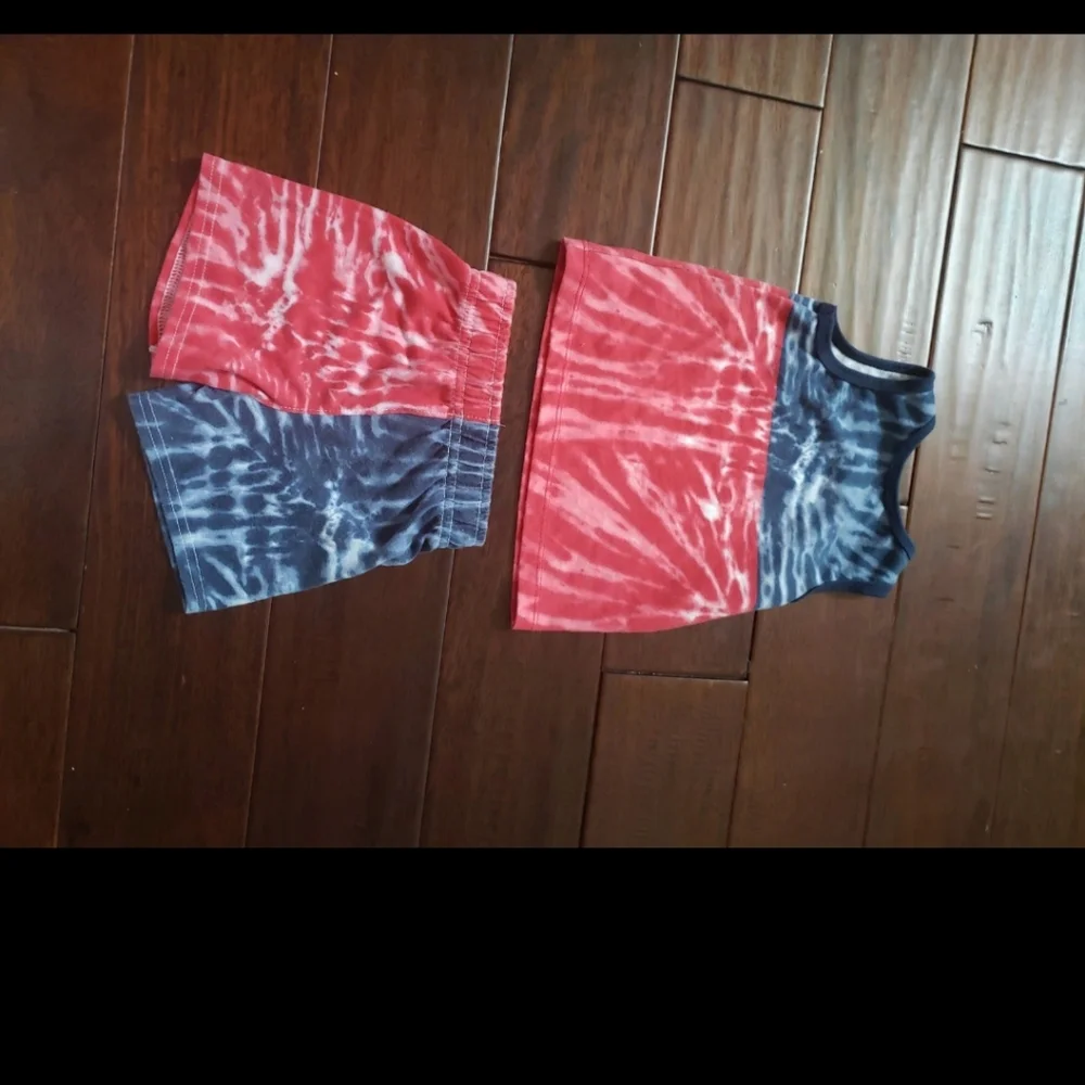 Baby Boys 18M Red White & Blue Tie Dye Short Set